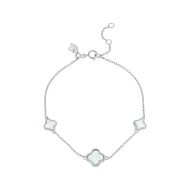 Серебряный Браслет с перламутром плетение Якорное круглое (арт. БК2П/1498Ш)