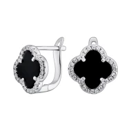 Серебряные Серьги с ониксом (арт. СК2ОФ/1204)