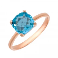 Золотое кольцо с топазом swiss blue (арт. 02-0081)