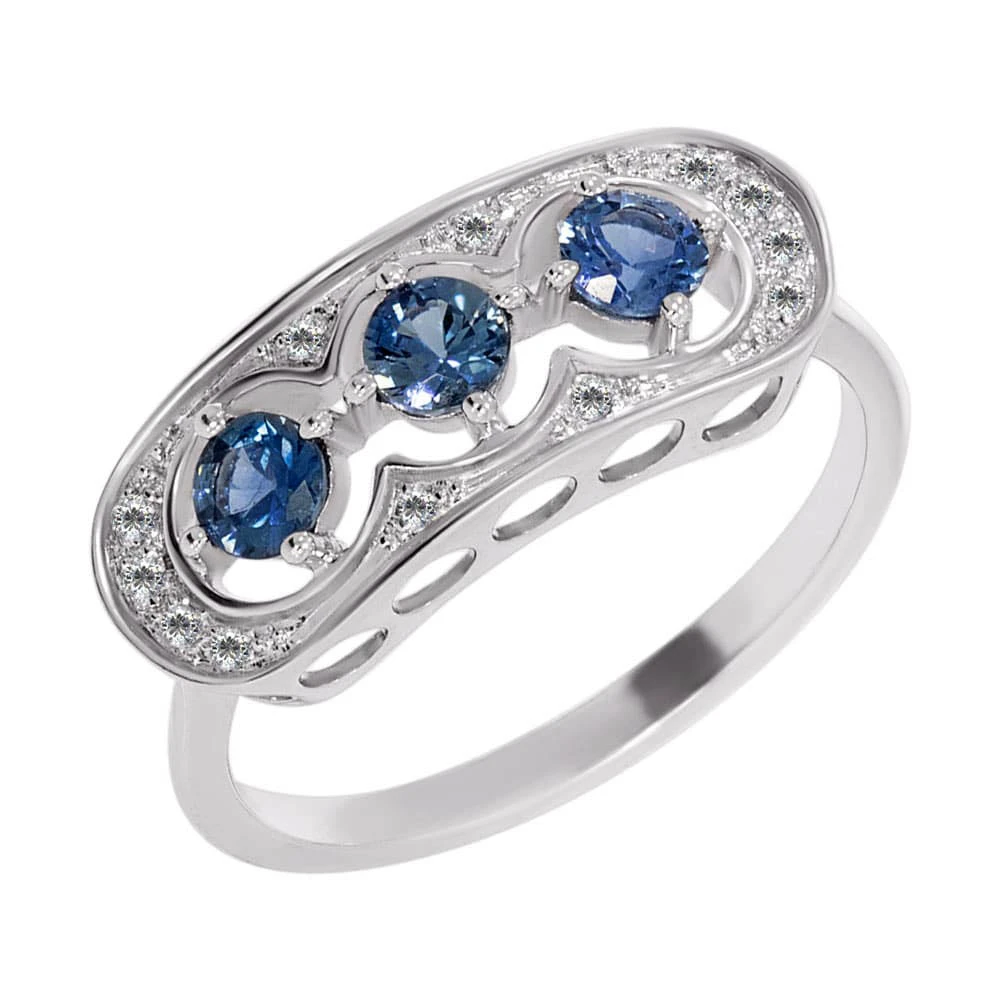 Золота каблучка з діамантами з сапфіром (арт. 910017815S-2155-755)