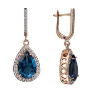 Золотые Серьги с топазом london blue (арт. 2190435101)