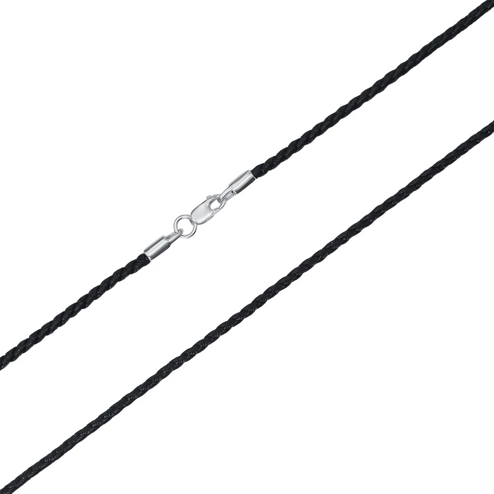 Серебряный шнурок на шею с шёлком (арт. 59034/ч Мілан коса  2)