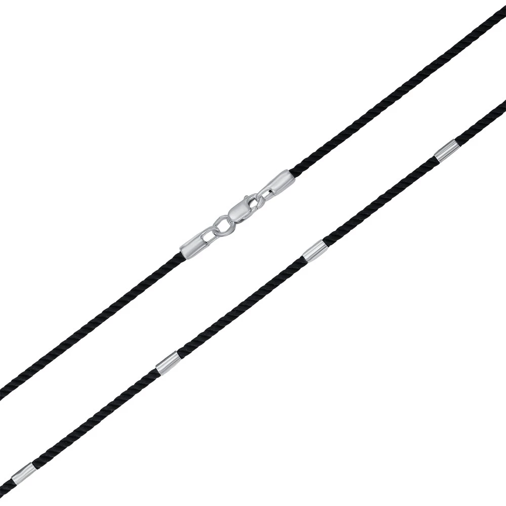 Серебряный шнурок на шею с шёлком (арт. 59038 Канат 2)