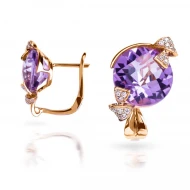 Золотi сережки з діамантами з аметистом (арт. RG-31892-12.200-1290)