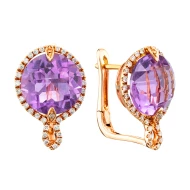 Золотi сережки з діамантами з аметистом (арт. RG-32110-12.200-1441)