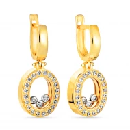 Золотые серьги-подвески с куб.окс.циркония (арт. 101052ж)