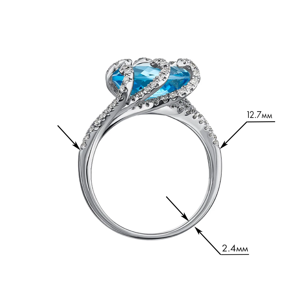 Каблучка з білого золота 585° з діамантом 0,53ct та блакитним топазом 6ct, арт. E30621-12.200-2155 (арт. E30621-12.200-2155)