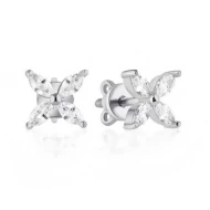 Серебряные серьги-пусети с фианитом (арт. 20813)