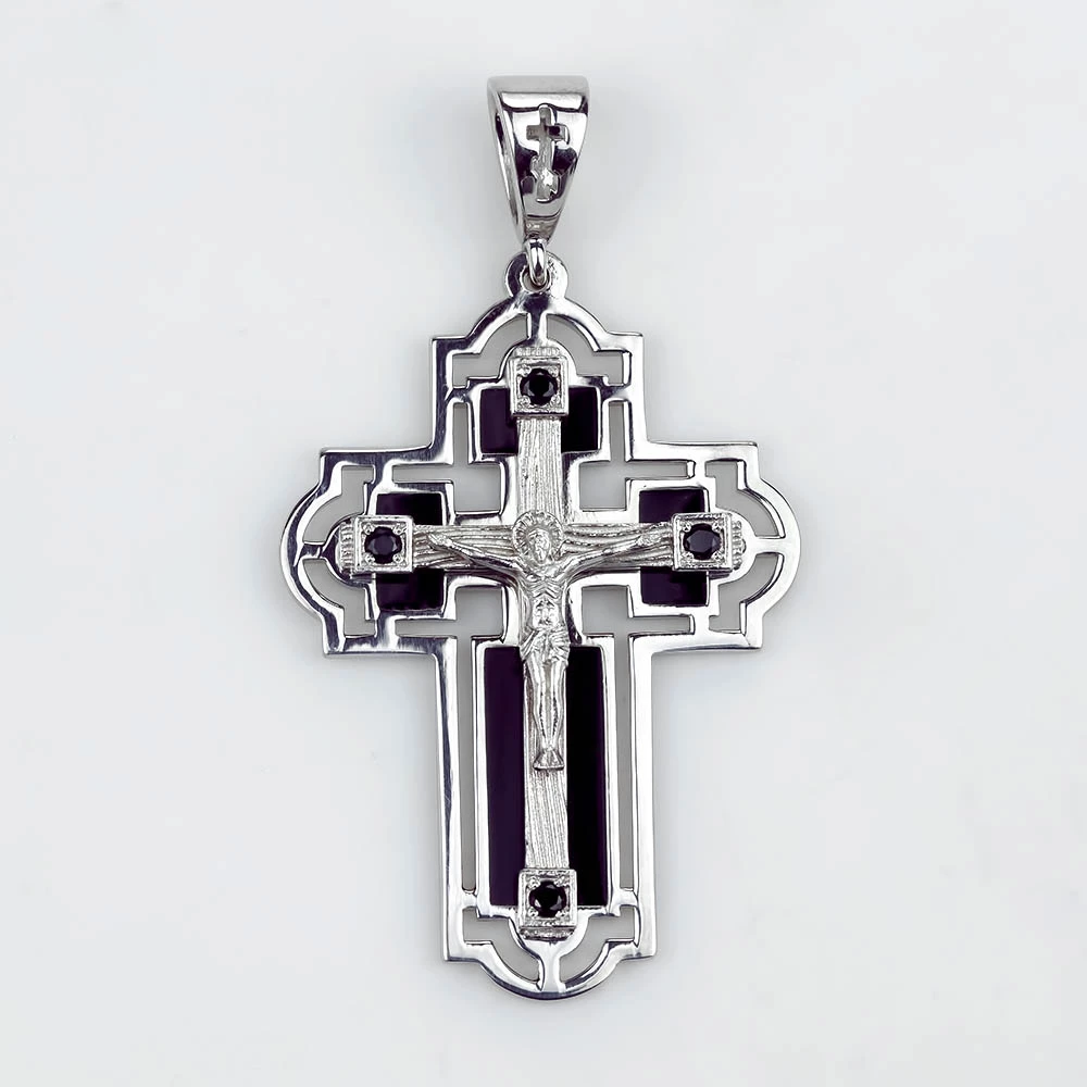 Срiбний хрестик з емаллю (арт. 3725р)