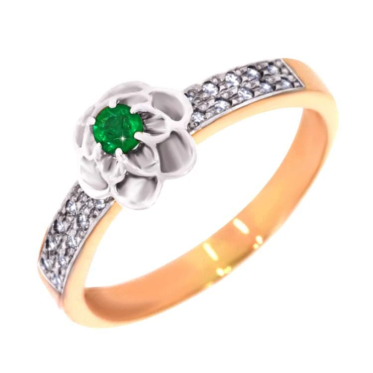 Золота Каблучка зі смарагдом (арт. 02-0209из)