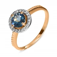Золотое кольцо с топазом london blue (арт. 02-0189)