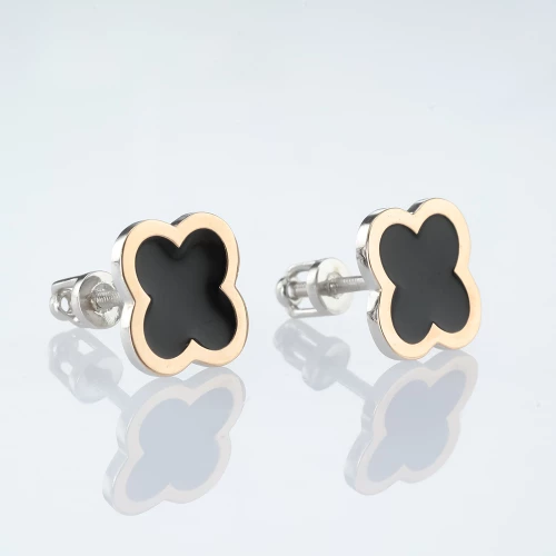 Срiбнi сережки-пусети з емаллю (арт. 488с Р)