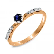 Золота каблучка з діамантами з сапфіром (арт. 1-1120008)