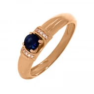 Золотое кольцо с бриллиантом и сапфиром (арт. 1191307201сапф)