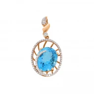 Золота підвіска з діамантом та топазом swiss blue (арт. 119685-11.200-904)