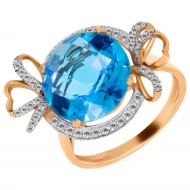 Золотое кольцо с бриллиантом и топазом swiss blue (арт. 119708-11.200-1110)