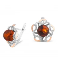 Срiбнi Сережки з бурштином (арт. 642С.Rh)