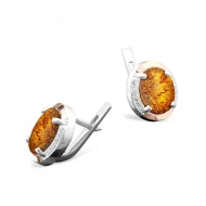 Срiбнi Сережки з бурштином (арт. 243С.Rh)