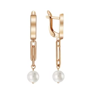 Золотi сережки-підвіски з перлами (арт. 490149)
