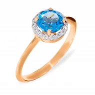 Золотое кольцо с топазом sky blue (арт. 112-1830)