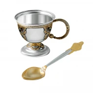 Серебряный набор чашка с ложкой (арт. 3.8.042/1-набор царский чай: чашка с ложкой)