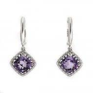 Золотые серьги с бриллиантами с аметистом (арт. E23321-9.155-947)