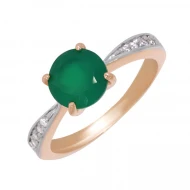 Золотое кольцо с агатом зеленым (арт. 112-778)