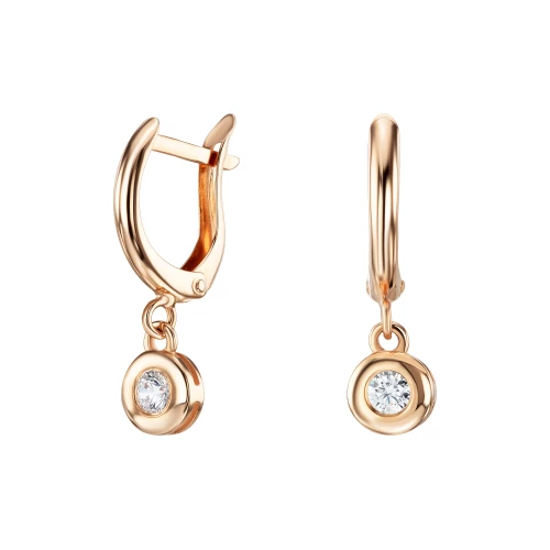 Золотi сережки-підвіски з фіанітом (арт. 490067)
