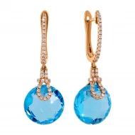 Золотi Сережки з діамантом та топазом swiss blue (арт. RG-31631-12.200-1950)