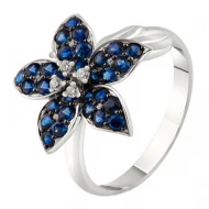 Золота каблучка з діамантами з сапфіром (арт. К1912)