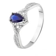 Золота каблучка з діамантами з сапфіром (арт. К1989)