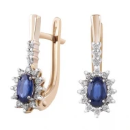 Золотi сережки з діамантами з сапфіром (арт. С2509)