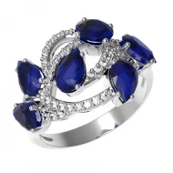 Серебряное кольцо с сапфиром синим гидротермальным (арт. 1379/1p-NSPH)