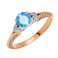 Золотое кольцо с топазом swiss blue (арт. 02-0315)