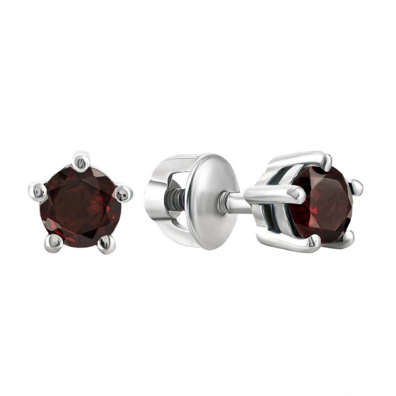 Срiбнi сережки-пусети з гранатом (арт. 2093/9p-GAR)