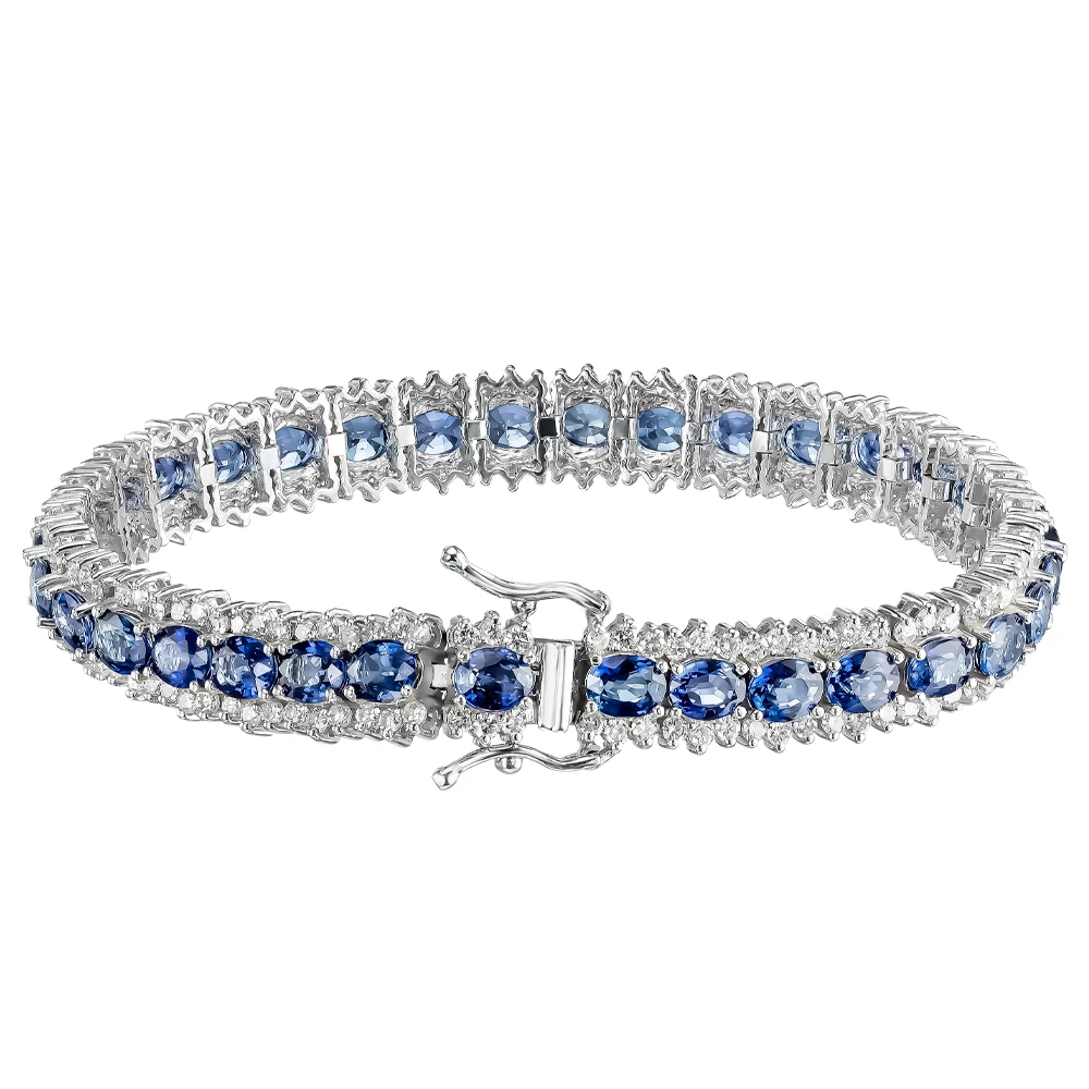 Золотой браслет с бриллиантами с сапфиром (арт. Бр30108)