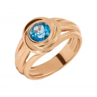 Золотое кольцо с топазом swiss blue (арт. 02-0258)
