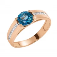 Золотое кольцо с топазом london blue (арт. 02-0337)