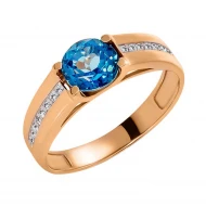 Золотое кольцо с топазом swiss blue (арт. 02-0337)