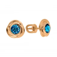 Золотi сережки-пусети з топазом london blue (арт. 03-0258)