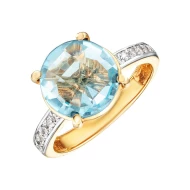 Золотое кольцо с топазом swiss blue (арт. 112-1437)