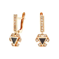 Золотi сережки-підвіски з агатом (арт. 449685)