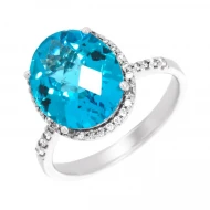 Золотое кольцо с бриллиантом и топазом swiss blue (арт. 55-930012AA-614-0-850)