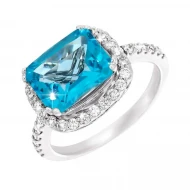 Золотое кольцо с бриллиантом и топазом swiss blue (арт. 55МR7326-T-752)