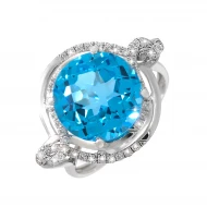 Золотое кольцо с бриллиантом и топазом swiss blue (арт. 119698-11.200-1178)