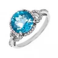 Золотое кольцо с бриллиантом и топазом swiss blue (арт. G176BTA4W-10.155-1403)