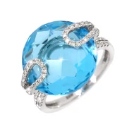 Золота каблучка з діамантами з топазом swiss blue (арт. RG-31631-12.200-2040)