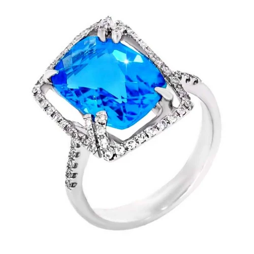 Золотое кольцо с бриллиантами с топазом swiss blue (арт. RG-32035-12.200-1585)