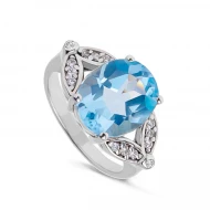 Серебряное Кольцо с топазом swiss blue (арт. K79-VRZJI00002-9c)