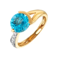Золотое кольцо с бриллиантами с топазом swiss blue (арт. 9Sv-0033508-12-320)